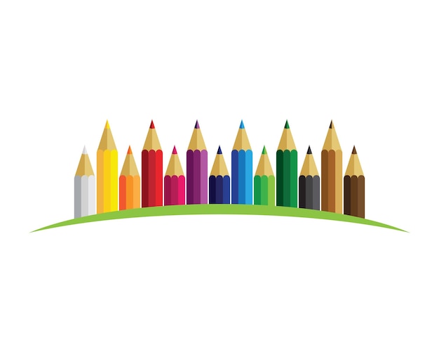 Vector set of colored pencils on white background