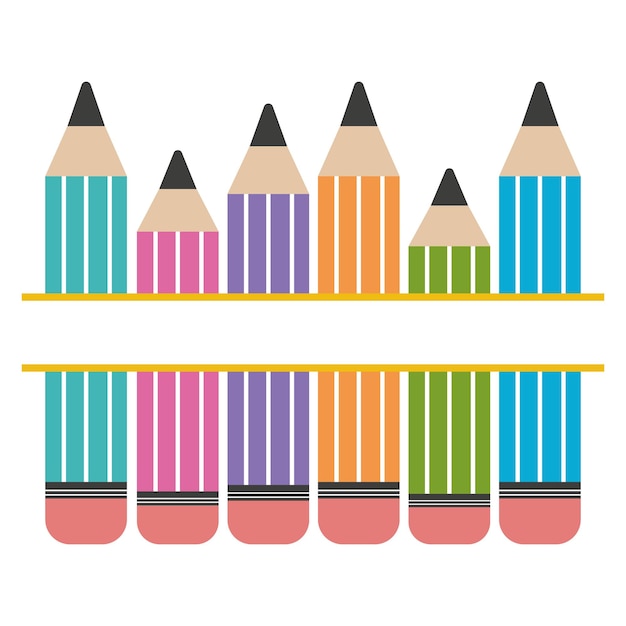 Vector a set of colored pencils with a text frame color vector isolated illustration