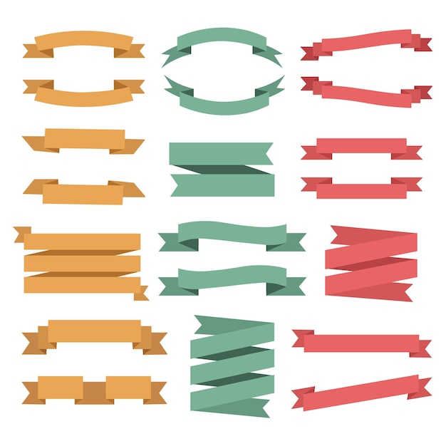 Vector set of colored ribbons