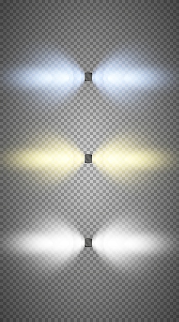 set of colored searchlights