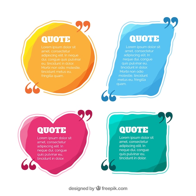 Set of colored and shape quote templates