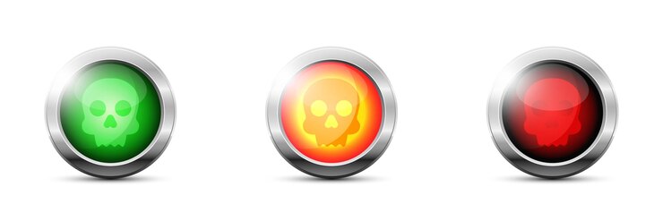 Vector set of colored spheres with skull symbol inside flat vector illustration