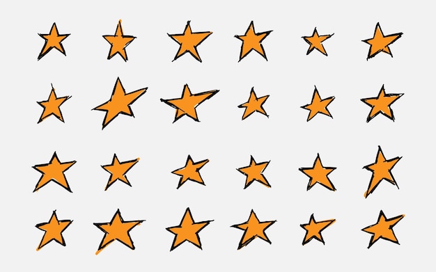 Set of Colored Vector illustration of hand drawn doodle stars symbol pattern