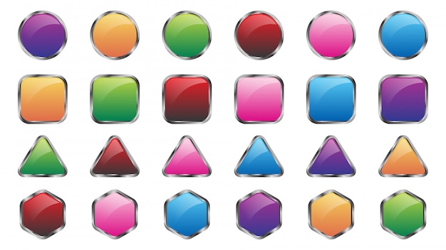 Vector set of colored web buttons  template