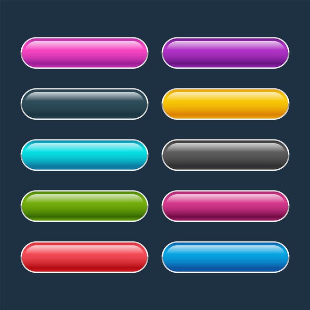 Vector set of colored web buttons