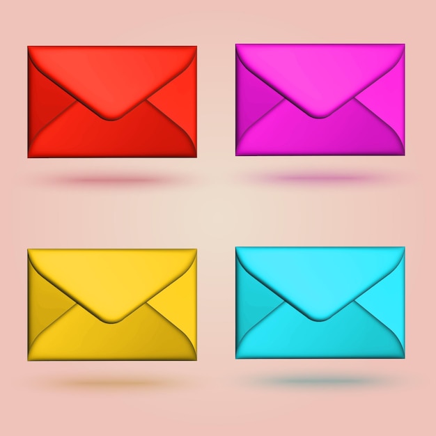 Set of colorful 3d envelopes vector