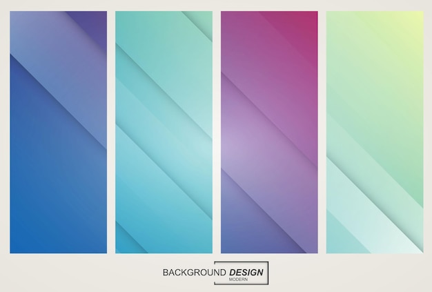 Vector set of colorful abstract geometric gradient background