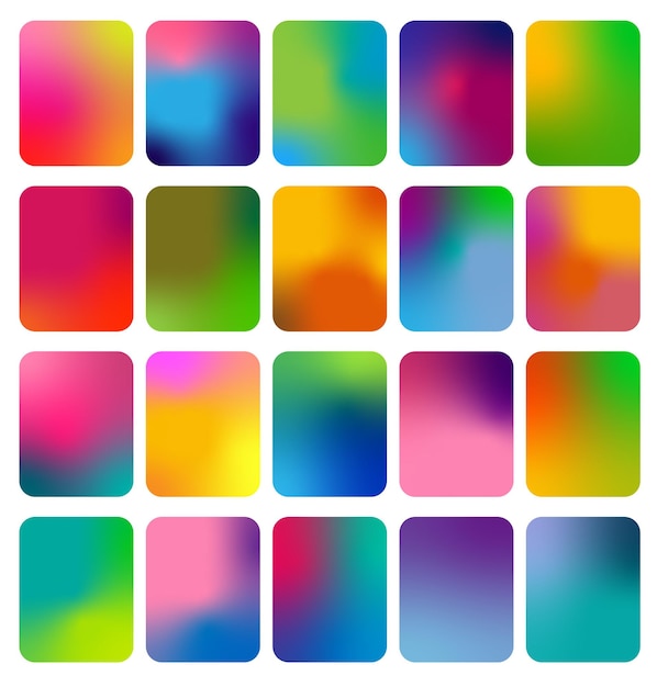 Vector set of colorful abstract gradient background vector.