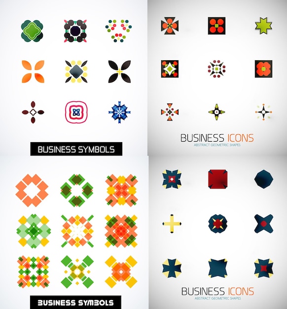 Vector set of colorful abstract symmetric geometric icons vector mega collection