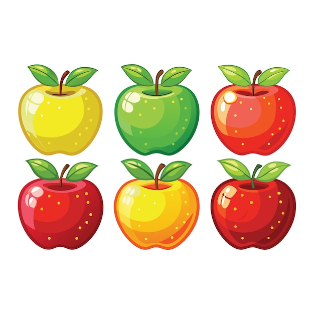 Vector set of colorful apples vector illustration