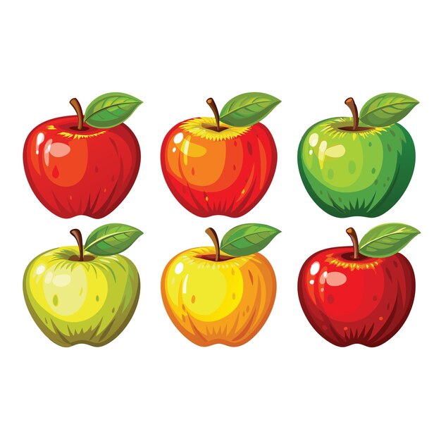 Vector set of colorful apples vector illustration