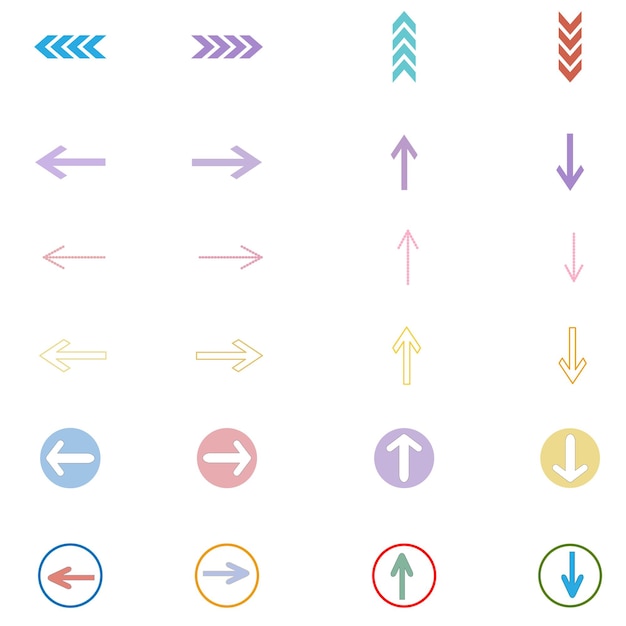 Set of the colorful arrow in different styles perfect for your design on white background
