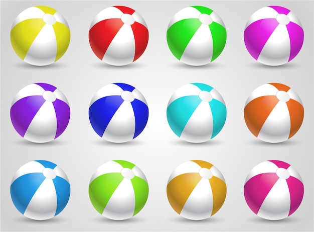 set of colorful beachballs