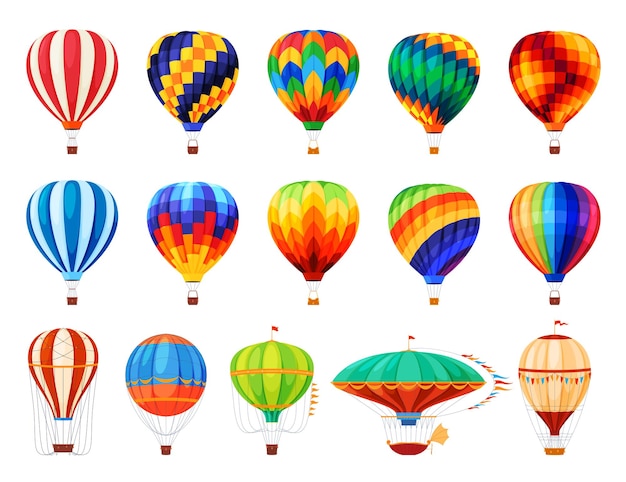 Vector set of colorful beautiful hot air balloons vector illustration