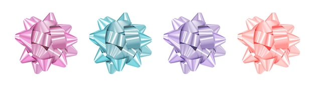 Set of colorful bows isolated