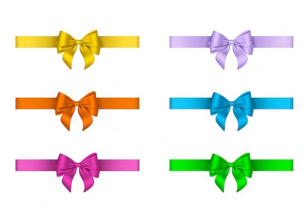 Set of colorful bows and ribbons