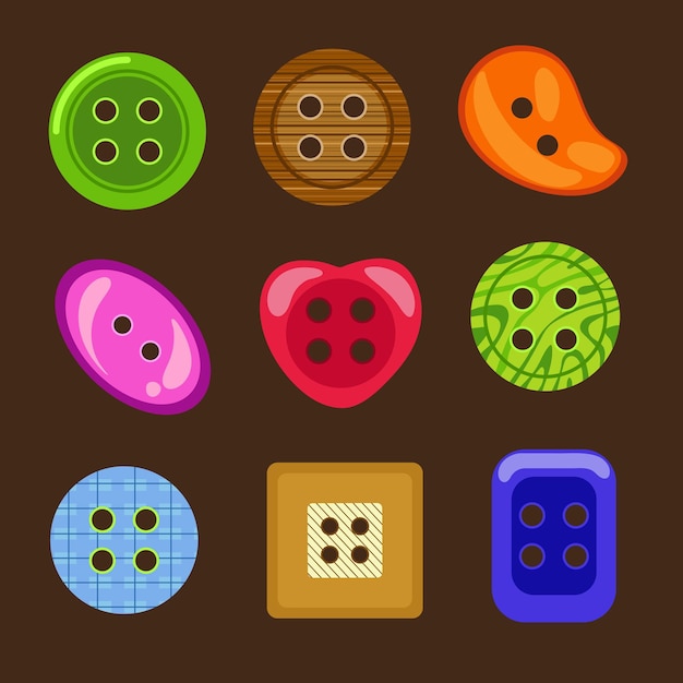 Set of colorful buttons on dark background illustration