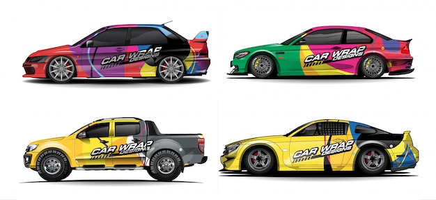 Set of colorful car decal designs