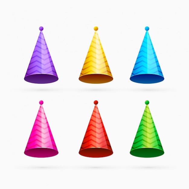 Vector set of colorful celebration or happy birthday caps