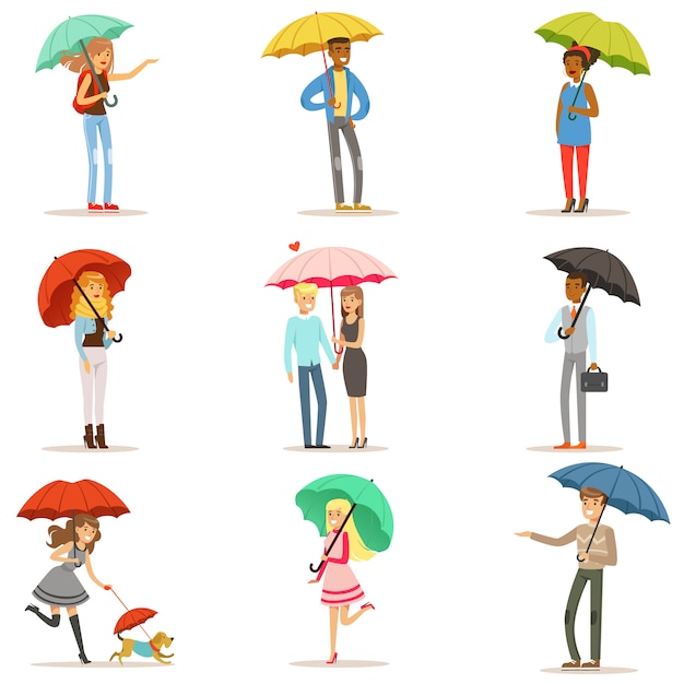 set of colorful characters  illustrations  on white background