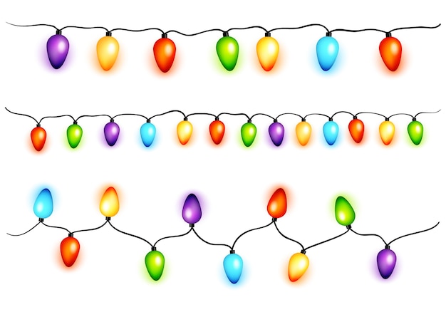 Vector set of colorful christmas bulbs garlands