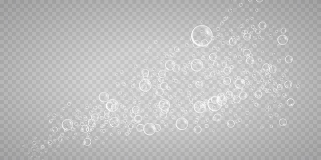 Vector a set of colorful and colorful soap bubbles to create a design isolated transparent realistic soap bubbles on a transparent background