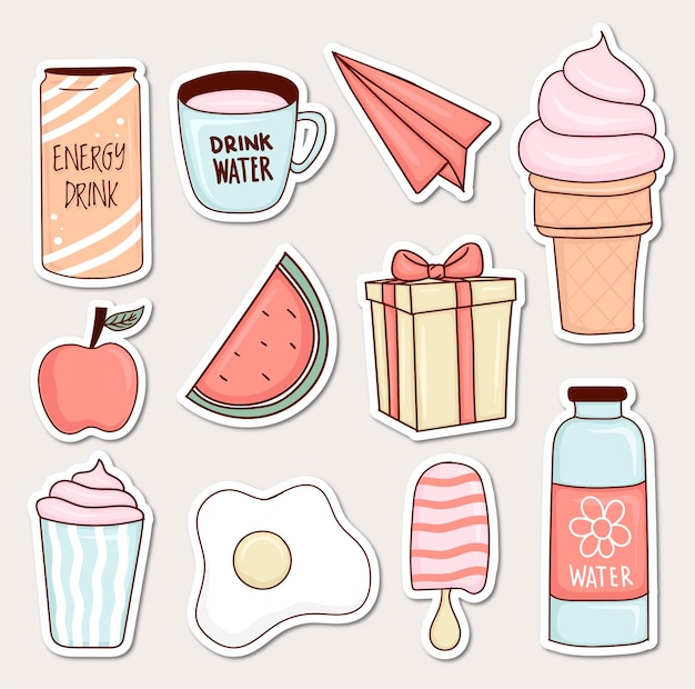 Premium Vector  Set of colorful cute stickers