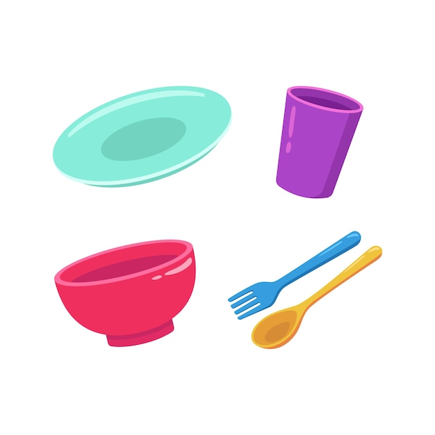 Set of colorful cutlery icons