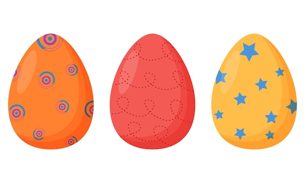 Set of colorful decorated Easter eggs Spring holiday Happy easter eggs Seasonal celebration