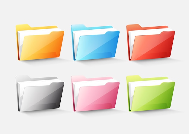 Set of colorful document file folder directory icon 