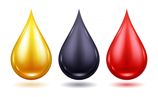 Set of colorful drops - oil, blood, honey.