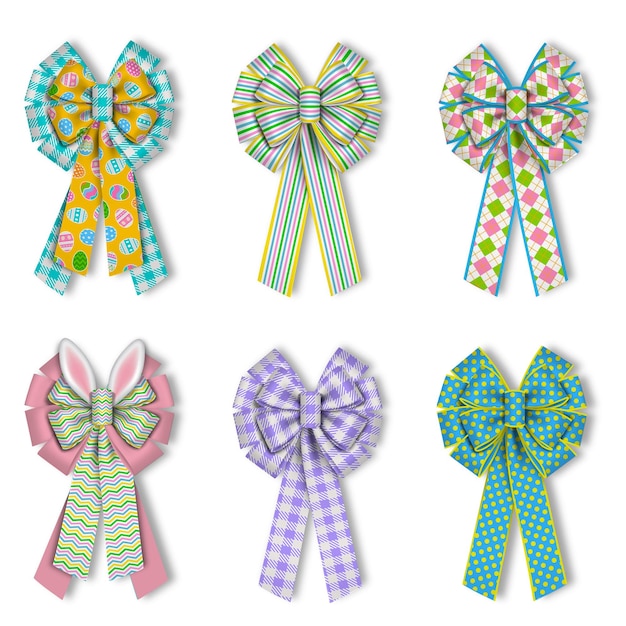 Set of colorful easter bows