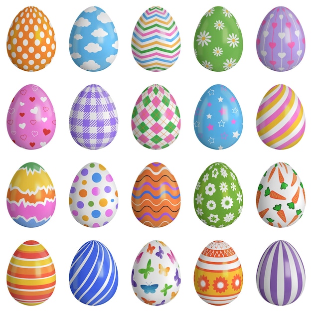 Vector set of colorful easter eggs isolated easter eggs with colorful decorations