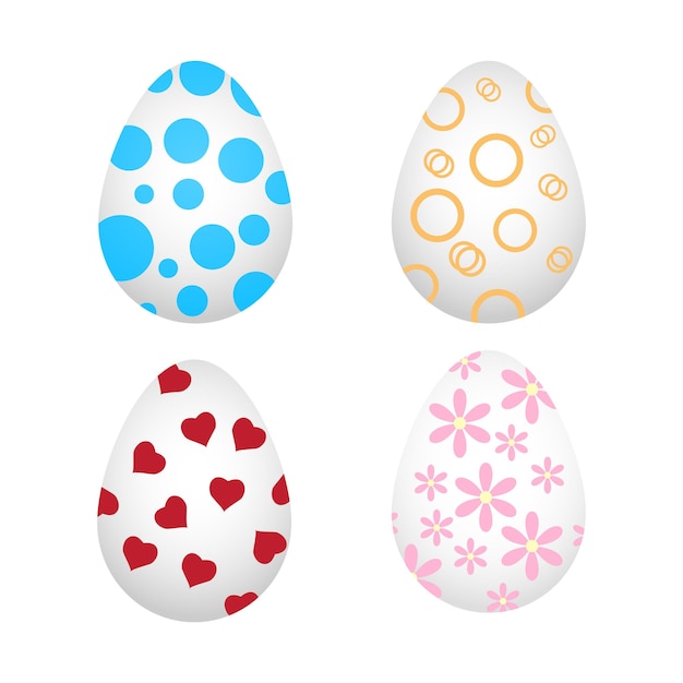 Set of colorful Easter eggs isolated on white background