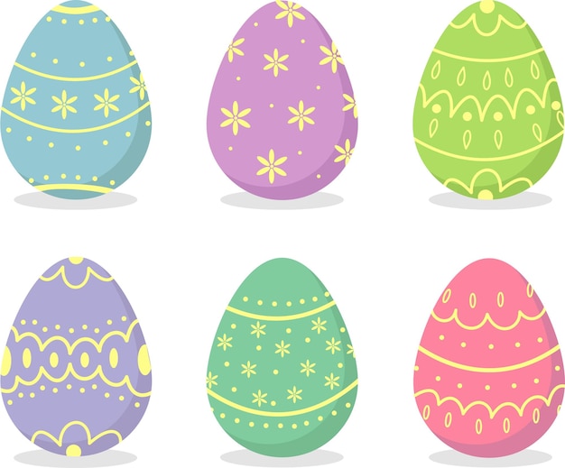 Vector set of colorful easter eggs on white background