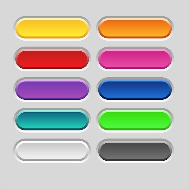 set of colorful empty button for web design app interfaces or interactive ui elements