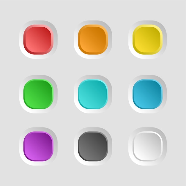 set of colorful empty button with rounded corners for web design mobile app or user interface