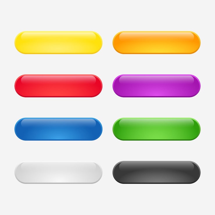 Vector set of colorful empty buttons for web design uiux elements interactive interfaces and apps