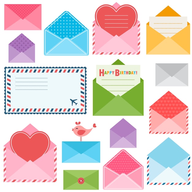 Vector set of colorful envelopes