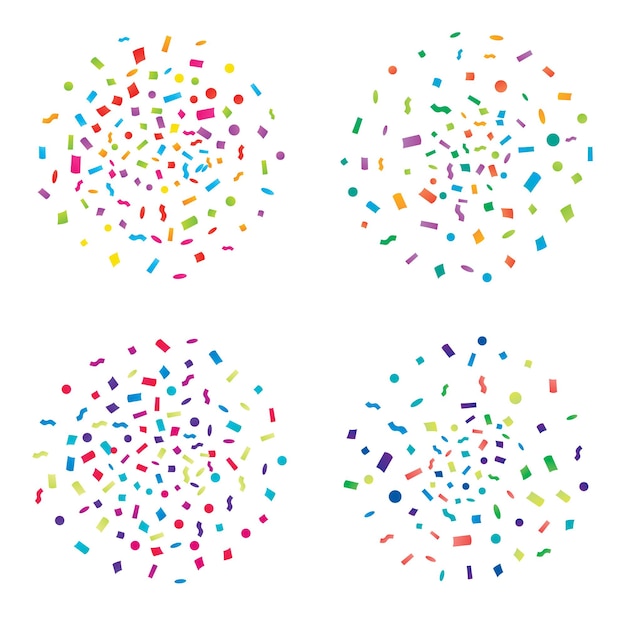 Vector set of colorful explosion of confetti. vector illustration. flat design element.