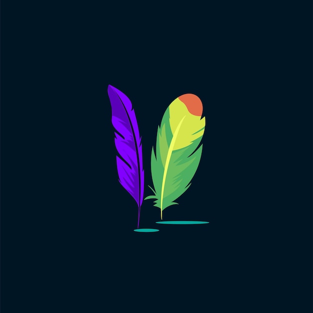 Vector set of colorful feathers logo template, designed by pandu