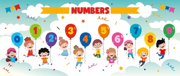 Vector set of colorful flat numbers