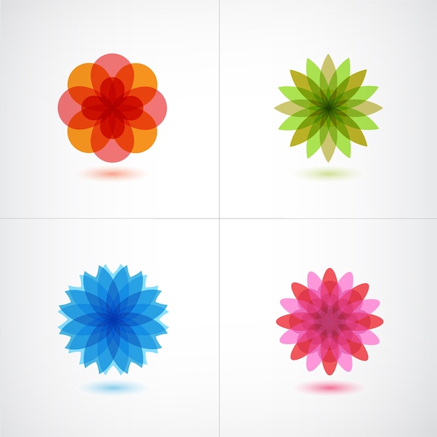 Vector set of colorful flower icons isolated