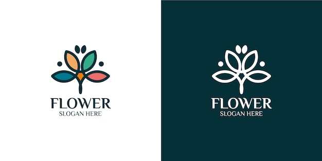 Set of colorful flower logos