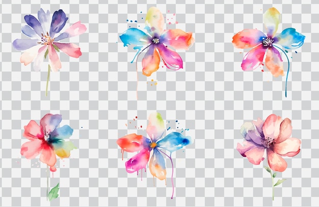 Vector a set of colorful flowers on a checkered background.