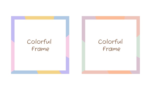 Set di cornici colorate kawaii cornici quadrate di set colorati per il tuo web design cornici astratte