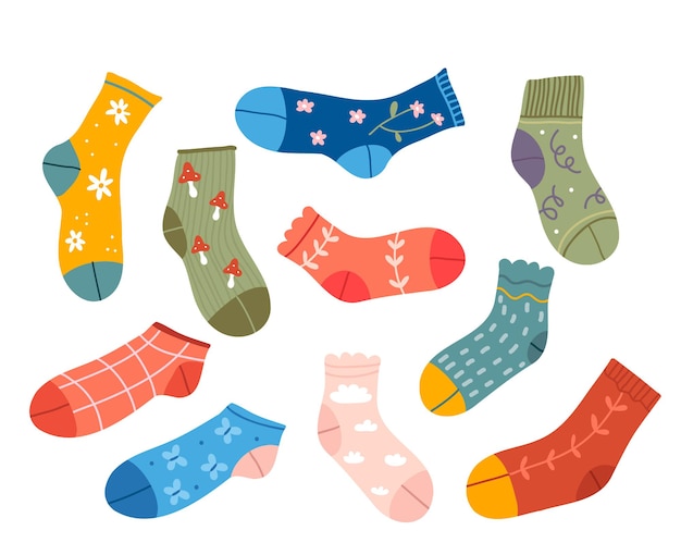 Premium Vector | Set of colorful and funny socks.