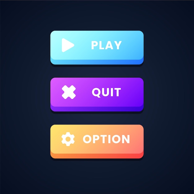 Set of colorful game ui buttons