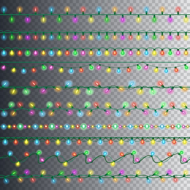 Vector set of colorful garland lights