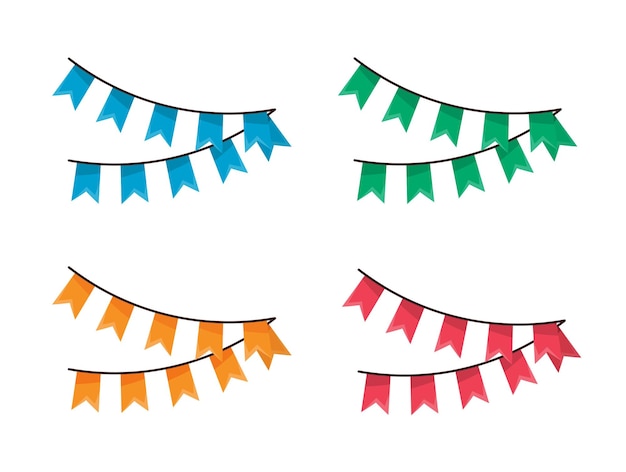 Set of colorful garlands party banner vector illustration